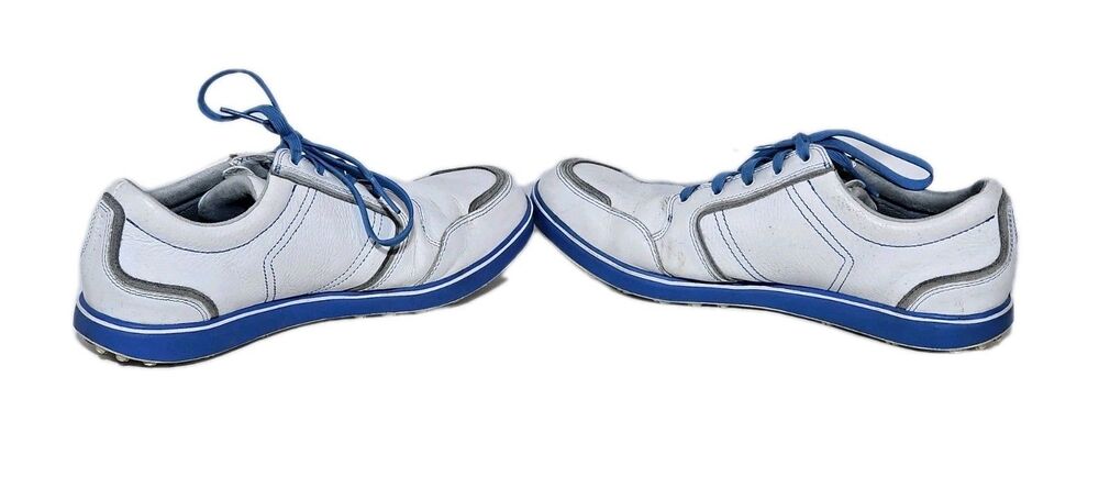 Ashworth Cardiff ADC Spikeless Golf Shoes White Blue Men's Size 10.5 Leather - Picture 2 of 13